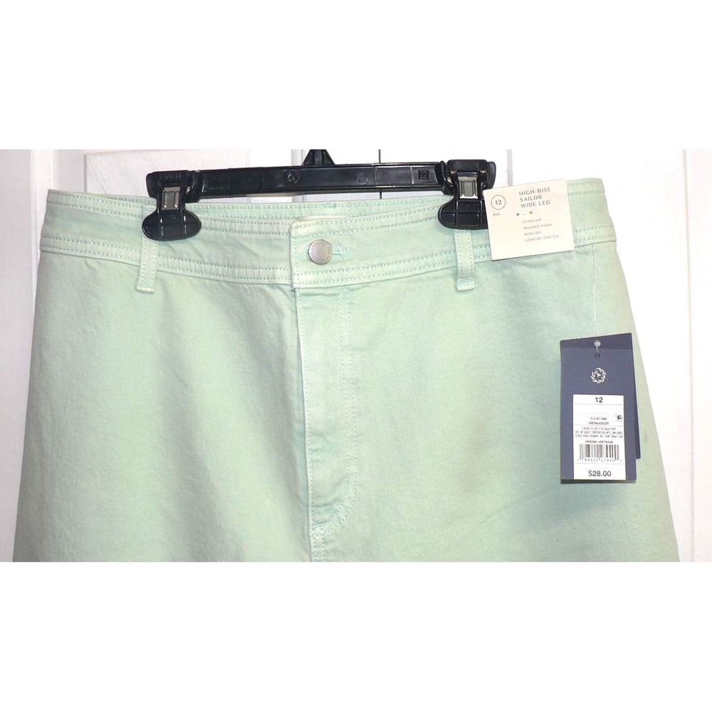 Universal Thread Women's High Rise Sailor Wide Leg Ankle Jeans in Green Size 12 - Picture 5 of 9